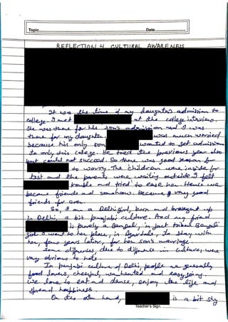 IGNOU Sample Practical File for MCFTL008 Reflective Journal