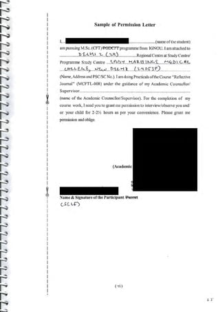 IGNOU Sample File for MCFTL008 Reflective Journal MS