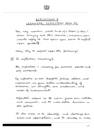 IGNOU Sample File for MCFTL008 Reflective Journal MS