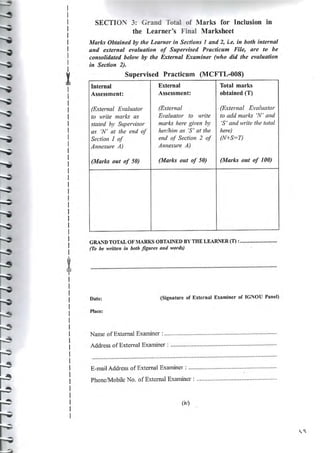 IGNOU Sample File for MCFTL008 Reflective Journal MS