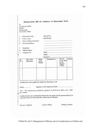 158
7.Mittal M, Jain V. Management of Obesity and its Complications in Children and
 