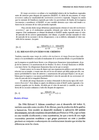 FERNANDO DE JESÚS FRANCO CUARTAS
Modelo Altman
 