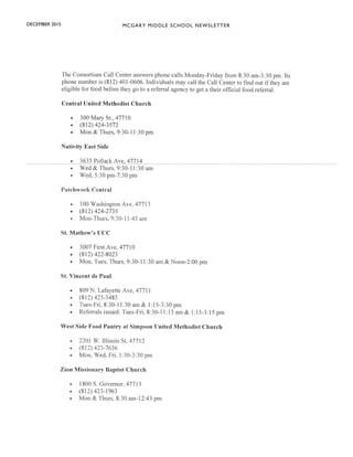 DECEMBER 2015 MCGARY MIDDLE SCHOOL NEWSLETTER
 