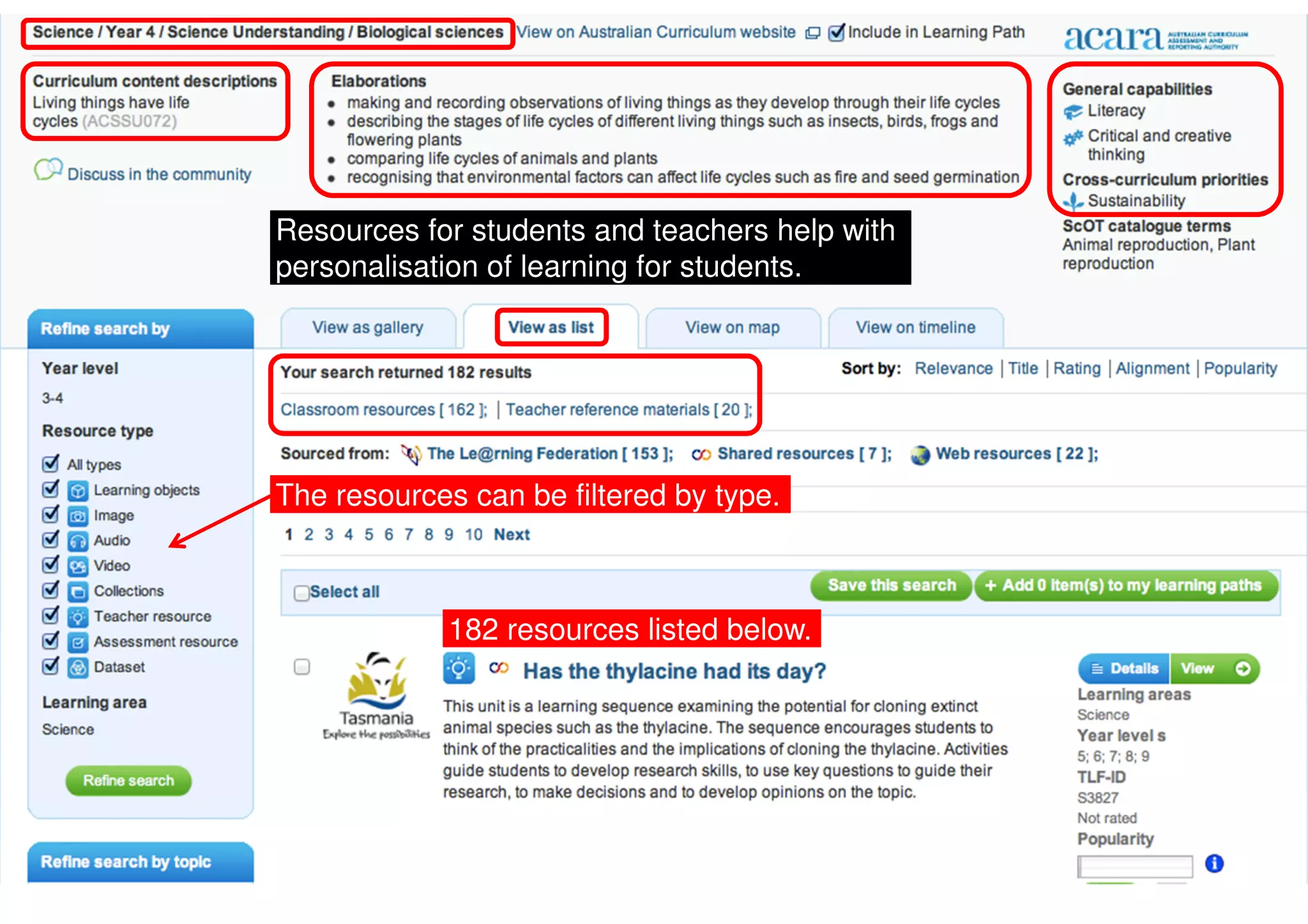Resources for students and teachers help with
personalisation of learning for students.
The resources can be filtered by type.
182 resources listed below.
 