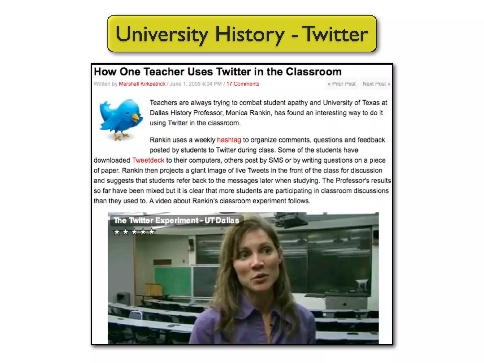 University History - Twitter
 