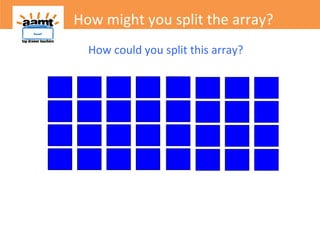 How might you split the array?
How could you split this array?
 