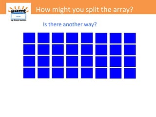 How might you split the array?
Is there another way?
 