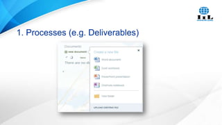1. Processes (e.g. Deliverables)

 