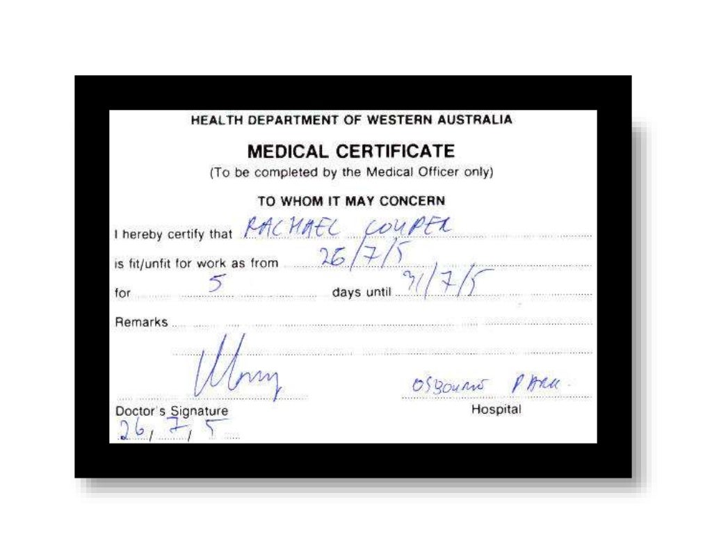 MEDICAL CERTIFICATE