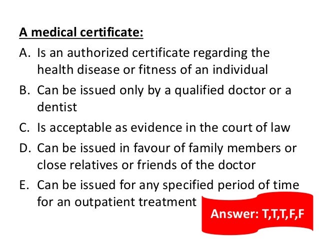 medical certificate issued by doctor