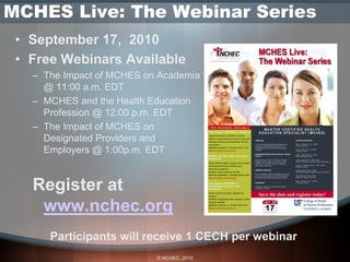 Mche Program MCHES, Master Certified Health Education Specialist | PDF