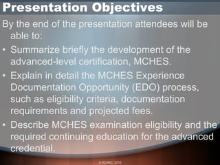 Mche Program MCHES, Master Certified Health Education Specialist | PDF