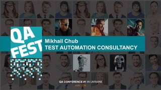 Тема доклада
Тема доклада
Тема доклада
KYIV 2019
Mikhail Chub
TEST AUTOMATION CONSULTANCY
QA CONFERENCE #1 IN UKRAINE
 