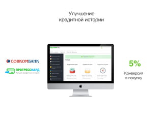 Улучшение
кредитной истории
Конверсия
в покупку
5%
 