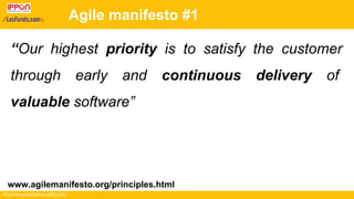 #ContinuousDeliveryMCJUG
Agile manifesto #1
“Our highest priority is to satisfy the customer
through early and continuous delivery of
valuable software”
www.agilemanifesto.org/principles.html
 
