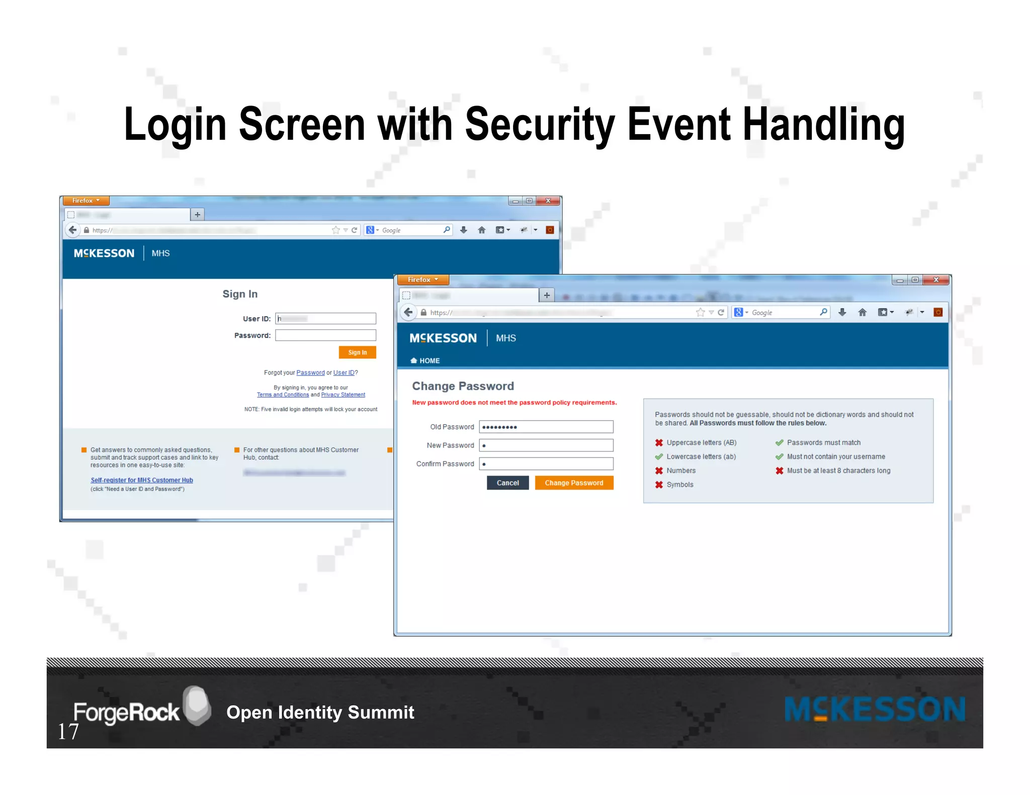 Open Identity Summit
Login Screen with Security Event Handling
17
 