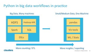 16	
  ©	
  Cloudera,	
  Inc.	
  All	
  rights	
  reserved.	
  
Python	
  in	
  big	
  data	
  workﬂows	
  in	
  prac@ce	
 ...