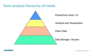 15	
  ©	
  Cloudera,	
  Inc.	
  All	
  rights	
  reserved.	
  
Data	
  analysis	
  hierarchy	
  of	
  needs	
  
Data Storage / Access
Clean Data
Analysis and Visualization
Productivity tools / UI
 