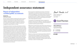 Independent assurance statement
Report of independent
certified public accountants
Management
McKinsey  Company
We have reviewed management of McKinsey  Company’s assertion
that the environmental and social responsibility metrics set forth
in Appendix 1 are presented in accordance with the criteria set
forth therein. McKinsey  Company’s management is responsible
for its assertion. Our responsibility is to express a conclusion on
management’s assertion based on our review.
Our review was conducted in accordance with attestation standards
established by the American Institute of Certified Public Accountants.
Those standards require that we plan and perform the review to obtain
limited assurance about whether any material modifications should be
made to management’s assertion in order for it to be fairly stated. The
procedures performed in a review vary in nature and timing from, and
are substantially less in extent than, an examination, the objective of
which is to obtain reasonable assurance about whether management’s
assertion is fairly stated, in all material respects, in order to express an
opinion. Accordingly, we do not express such an opinion. Because of
the limited nature of the engagement, the level of assurance obtained
in a review is substantially lower than the assurance that would have
been obtained had an examination been performed. We believe that
the review evidence obtained is sufficient and appropriate to provide a
reasonable basis for our conclusion.
We are required to be independent and to meet our other ethical
responsibilities in accordance with relevant ethical requirements
related to the engagement. The procedures we performed were based
on our professional judgment and consisted primarily of analytical
procedures and inquiries. In addition, we obtained an understanding of
McKinsey  Company’s business processes relevant to the review in
order to design appropriate procedures.
The preparation of the Subject Matter requires management to
evaluate the criteria set forth in Appendix 1, make determinations as to
the relevancy of information to be included, and make estimates and
assumptions that affect reported information.
Measurement of certain amounts, some of which may be referred to as
estimates, is subject to substantial inherent measurement uncertainty.
Obtaining sufficient appropriate review evidence to support our
conclusion does not reduce the inherent uncertainty in the amounts
and metrics. The selection by management of different but acceptable
measurement techniques could result in materially different amounts
or metrics being reported.
Based on our review, we are not aware of any material modifications
that should be made to management of McKinsey  Company’s
assertion that the environmental and social responsibility metrics
set forth in Appendix 1 of McKinsey  Company for the year ended
December 31, 2022, are presented in accordance with the criteria set
forth therein, in order for it to be fairly stated.
GRANT THORNTON LLP
New York, New York
June 7, 2023
GRANT THORNTON LLP
757 Third Ave., 9th Floor
New York, NY 10017-2013
D +1 212 599 0100
F +1 212 370 4520
REPORT OF
Managemen
McKinsey 
GRANT THORNTON LLP
757 Third Ave., 9th Floor
New York, NY 10017-2013
D +1 212 599 0100
F +1 212 370 4520
REPORT O
Managemen
McKinsey 
We have rev
forth in Appe
responsible
Our review w
Accountants
Grant Thornton
are separate leg
GT.COM
forth in Ap
responsibl
Our review
Accountan
modificatio
vary in nat
reasonable
opinion. Ac
obtained in
We believe
We are req
related to t
analytical p
relevant to
The prepa
as to the re
Measurem
uncertainty
the amoun
materially
Based on our review, we are not aware of any material modificatio
Company’s assertion that the environmental and social responsib
the year ended December 31, 2022, are presented in accordance
New York, New York
June 7, 2023
101
2022 ESG Report
Reporting approach
Responsible practices
Introduction Sustainability Inclusive growth
 