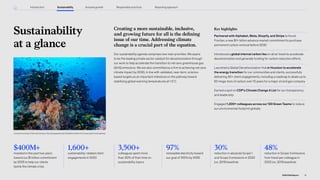 1,600+
sustainability-related client
engagements in 2022
$400M+
invested in the past two years
toward our $1 billion commitment
by 2025 to help our clients
tackle the climate crisis
3,500+
colleagues spent more
than 30% of their time on
sustainability topics
97%
renewable electricity toward
our goal of 100% by 2025
30%
reduction in absolute Scope 1
and Scope 2 emissions in 2022
(vs. 2019 baseline)
48%
reduction in Scope 3 emissions
from travel per colleague in
2022 (vs. 2019 baseline)
Sustainability
at a glance
Key highlights
Partnered with Alphabet, Meta, Shopify, and Stripe to found
Frontier, a new $1+ billion advance market commitmentto purchase
permanent carbon removal before 2030
Introduced a global internal carbon fee on all air travel to accelerate
decarbonization and generate funding for carbon reduction efforts
Launched a Global Decarbonization Hubin Houston to accelerate
the energy transition for our communities and clients, successfully
delivering 30+ client engagements, including a roadmap to abate up to
50 mega-tons of carbon over 10 years for a major oil and gas company
Earned a spot on CDP’s Climate Change A List for our transparency
and leadership
Engaged 1,200+ colleagues across our 120 Green Teams to reduce
our environmental footprint globally
Creating a more sustainable, inclusive,
and growing future for all is the defining
issue of our time. Addressing climate
change is a crucial part of the equation.
Our sustainability agenda comprises two main priorities. We aspire
to be the leading private sector catalyst for decarbonization through
our work to help accelerate the transition to net-zero greenhouse gas
(GHG) emissions. We are also committed as a firm to achieving net-zero
climate impact by 2030, in line with validated, near-term, science-
based targets as an important milestone on the pathway toward
stabilizing global warming temperatures at 1.5˚C.
Coral and schools of fish swimming in Fiji; photographed by Rodolphe Holler for Conservation International.
16
2022 ESG Report
Introduction Sustainability Reporting approach
Responsible practices
Inclusive growth
 