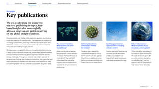 Key publications
Our insights
We are accelerating the journey to
net zero, publishing in-depth, fact-
based insights that meaningfully
advance progress and problem-solving
on the global energy transition.
Decarbonization is at the top of the leadership agenda—but the drive
to net zero is also at an inflection point. The imperative to transition to
an energy system that is clean and sustainable and at the same time
affordable and secure presents leaders with a “devilish duality” that
makes decision-making fraught with risk.
We help leaders navigate this dilemma through publications covering
a range of topics: physical climate risk, sustainability, decarbonization,
and approaches to addressing global, regional, and sector-specific
energy challenges. Through our research and insights, we seek to
generate new thinking, identify practical solutions, and inspire the bold
action necessary to realize a safer and more sustainable future. Here
are some highlights from our collected sustainability insights in 2022.
The net-zero transition:
What would it cost, what
it could bring
Governments and companies
are pledging to achieve net-zero
emissions of GHGs. What would
it take to fulfill that ambition?
In this report, we look at the
economic transformation that a
transition to net-zero emissions
would entail.
Spotting green business
opportunities in a surging
net-zero world
Explore how eight industries may
transition to a net-zero world,
and how organizations can
respond with green businesses
that create value along the way.
Nature in the balance:
What companies can do
to restore natural capital
This article is the summary of a
full report in which we examine
the state of natural capital, the
economic sectors depending
on and affecting it, and the
opportunities for companies to
help reduce those demands.
Delivering the climate
technologies needed
fornet zero
Developing and deploying
climate technologies is critical
for the world’s net-zero agenda.
Growth could await businesses
willing to innovate quickly and to
collaborate across value chains.
22
2022 ESG Report
Introduction Sustainability Reporting approach
Responsible practices
Inclusive growth
 