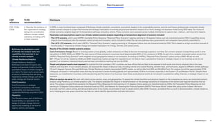 CDP
reference
TCFD
recommendation
Disclosure
C3.2, C3.2a,
C3.2b
c. Describe the resilience of
the organization’s strategy,
taking into consideration
different climate-related
scenarios, including a 2°C
or lower scenario
In 2022, a cross-functional team composed of McKinsey climate scientists, consultants, economists, leaders in the sustainability practice, and risk and finance professionals conducted climate-
related scenario analysis to project the financial and strategic implications of evolving physical and transition impacts of our firm’s strategy and business model (using 2021 data). Our choice of
climate scenarios weighed alignment to temperature pathways and policy actions. These scenarios were assessed across multiple timeframes to capture near-, medium-, and long-term impacts.
Parameters and assumptions used in our climate-related scenario analysis depending on temperature alignment of scenario included:
• 
The 1.5ºC scenario, which uses UNPRI’s Inevitable Policy Response “Required Policy Scenario,” capping warming to 1.5 degrees Celsius over pre-industrial levels by 2100. It quantifies strong
impacts from transitional risks (for example, carbon prices) and innovation, and is included to reflect the net-zero pathway many governments and companies have publicly committed to.
• 
The 1.6ºC–2ºC scenario, which uses UNPRI’s “Forecast Policy Scenario,” capping warming to 1.8 degrees Celsius over pre-industrial levels by 2100. This is based on a high-conviction forecast of
forceful policy in response to climate change and related implications for energy, vehicles, and carbon prices.
Results of the climate-related scenario analysis
Cost of emissions change: Based on evolving carbon prices globally, carbon emissions are likely to become increasingly expensive over time. Our scenario analysis included three point-in-time
calculations in 2025, 2030, and 2050. The main source of these emissions is business travel (approximately 80% of firm emissions in 2019). As part of our analysis, forecasted carbon prices from
UNPRI’s “Required Policy Scenario” were weighted across geographies based on our emissions. According to UNPRI’s, “Required Policy Scenario”, carbon prices of $45–85 per ton and
$87–175 per ton will be needed by 2030 and 2050 respectively. Carbon pricing from regulations are not likely to have a substantive financial or strategic impact on our business as we do not
operate in an emissions-intensive industry and we have committed to reaching net zero by 2030.
People and physical assets most exposed: As a global firm that operates in 65+ countries, we have offices that are likely to be exposed to both acute and chronic physical risks in the near,
medium, and long term. In our scenario analysis, we assessed the impact of physical risks, including riverine and coastal flooding, extreme heat, and hurricanes, aligned to different climate pathways
(1.5 and 2 degrees Celsius). We used McKinsey Climate Resilience Analytics downscaled CMIP5 models, as well as data from WRI and WindRisk Tech. Our analysis found that approximately 31.5K
colleagues are based in metropolitan areas that may be exposed to severe flooding globally and approximately 12.5K to hurricanes, especially in the Eastern US and Western Pacific. Despite these
exposures, our investments in business continuity planning and the nature of our business mean these acute physical events do not present a substantive safety, financial, or strategic impact on our
business.
Effect on sectors we serve: We work with clients across sectors, sizes, and geographies. To assess the climate transition and physical impacts on the companies we serve, we conducted scenario
analysis using Planetrics, our climate analytics suite. The analysis evaluated the impacts of decarbonization on the average valuations of companies in the sectors and regional industries that we
serve. The analysis included three scenarios: the Required Policy Response (to limit warming to 1.5 degrees Celsius above pre-industrial levels by 2100), the Forecasted Policy Response (to limit
warming to 1.8 degrees Celsius above pre-industrial levels by 2100), and Network for Greening the Financial System’s (NGFS) “Hot-house World,” where little policy action is taken. We found
downside risk from carbon pricing and demand destruction to be mostly concentrated in hard-to-abate sectors after 2040. However, we believe that our work in decarbonization, climate resilience,
and in helping grow new green industries may help our clients identify opportunities and take bold action.
McKinsey has developed a suite
of climate risk analysis tools and
capabilities that assisted in our
climate scenario analysis:
Climate Resilience Analytics
Climate Resilience Analytics is
McKinsey’s core team of experts who
analyze and generate insights from the
quantitative impact of climate change for
our clients. The team works across nearly
all sectors at McKinsey that are being
impacted by climate change, such as the
public, energy, and financial sectors.
Vivid Economics
Vivid Economics is a strategic
economics consultancy with broad
sustainability and macroeconomics
capabilities McKinsey acquired in 2021.
Planetrics
The Planetrics team, part of McKinsey
Sustainability, is a specialist in the
design of climate-change risk and
opportunity modeling at the level of
regions, sectors, and assets.
98
2022 ESG Report
Reporting approach
Responsible practices
Introduction Sustainability Inclusive growth
 