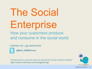 McKinsey & Company | 23
LAREINA YEE | @LAREINAYEE
@McK_CMSOForum
―Social economy: unlocking value and productivity through...