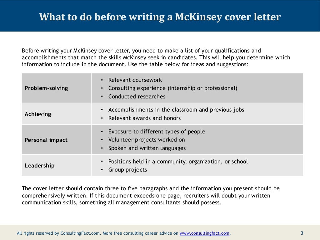 McKinsey Cover Letter Sample
