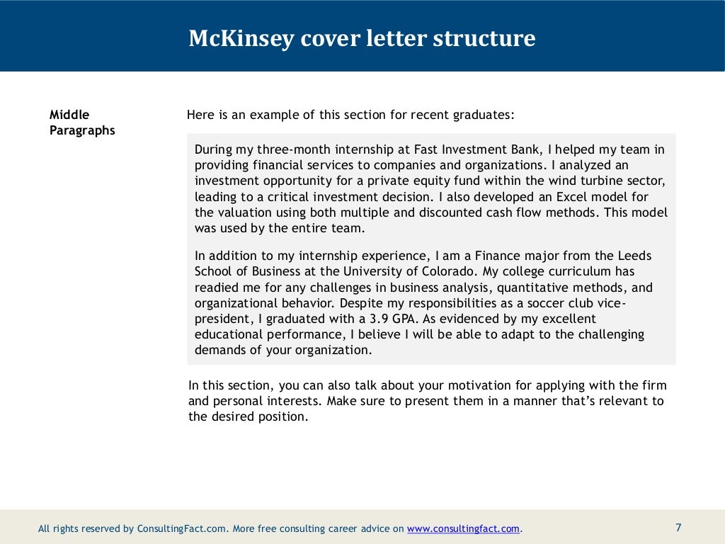 McKinsey Cover Letter Sample