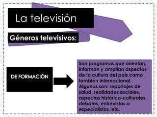   El mensaje televisivo Música  y efectos sonorosSirven de acompañamiento a las imágenes, provocando en el receptor reacciones emocionales diversas, según su finalidad. Las señales sonoras y la música deben ser atractivas, repetitivas y sugerentes para captar la atención del televidente.