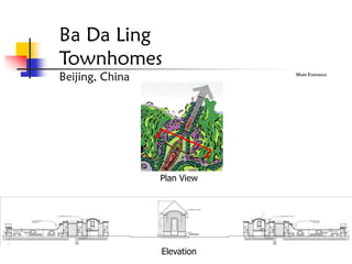 Ba Da Ling
Townhomes
Beijing, China               Main Entrance




                 Plan View




                 Elevation
 