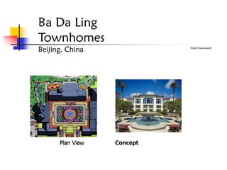 Ba Da Ling
Townhomes
Beijing, China              Club Courtyard




      Plan View   Concept
 