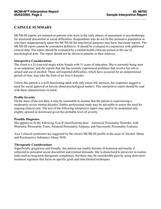 Mcmi3interp[1] | PDF