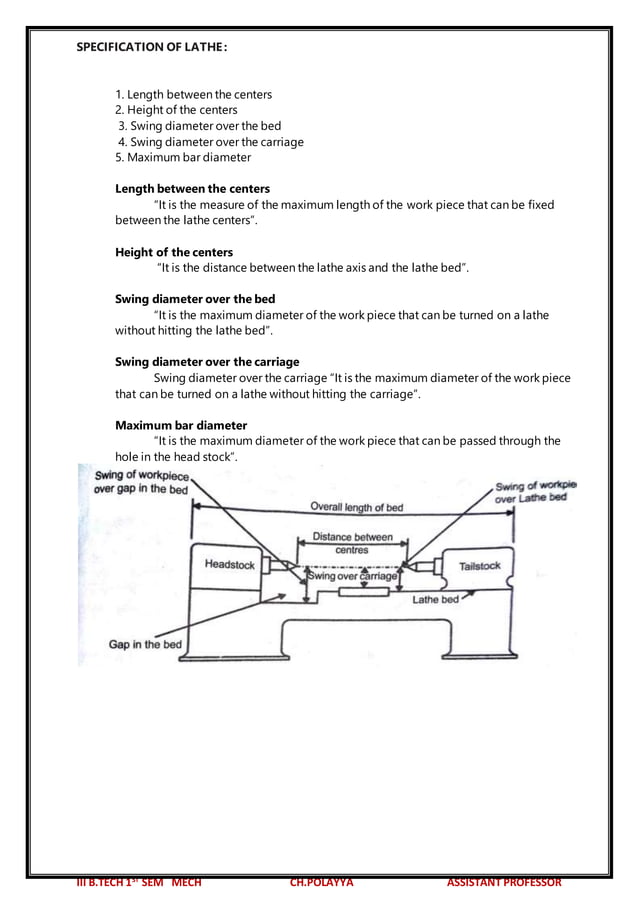 Turning Lathe Machine Notes.pdf LATHE MACHINE NOTES BY POLAYYA CHINTADA | DOCX