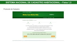 SISTEMA NACIONAL DE CADASTRO HABITACIONAL – Faixa 1,5
Protocolo de Cadastro
 