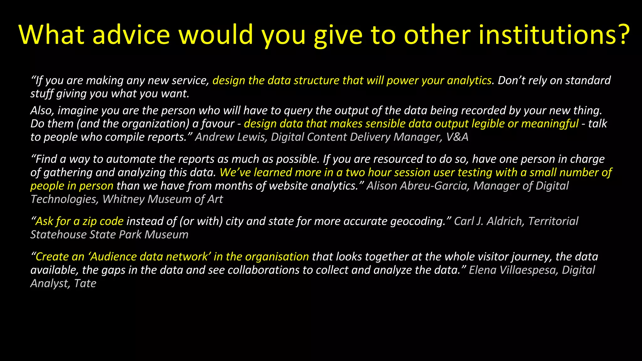 #MCN2014 -  What Are Your Visitors Really Telling You? Data Analytics and What to Do with This Information