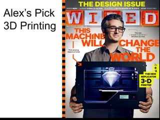 Alex’s Pick
3D Printing
 