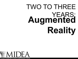TWO TO THREE
      YEARS:
Augmented
   Reality
 