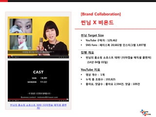 ??? ??? ???? ??! [???? ??? ??
?]
[Brand Collaboration]
?? X ???
?? Target Size
? YouTube ??? : 129,462
? SNS Fans : ???? 20,682? ????? 3,897?
?? ??
? ??? ??? ???? ??! [???? ??? ???]
(14? 04? 03?)
YouTube ??
? ?? ?? : 1?
? ?? ? ??? : 193,825
? ???, ??? : ??? 2,594?, ?? : 109?
 