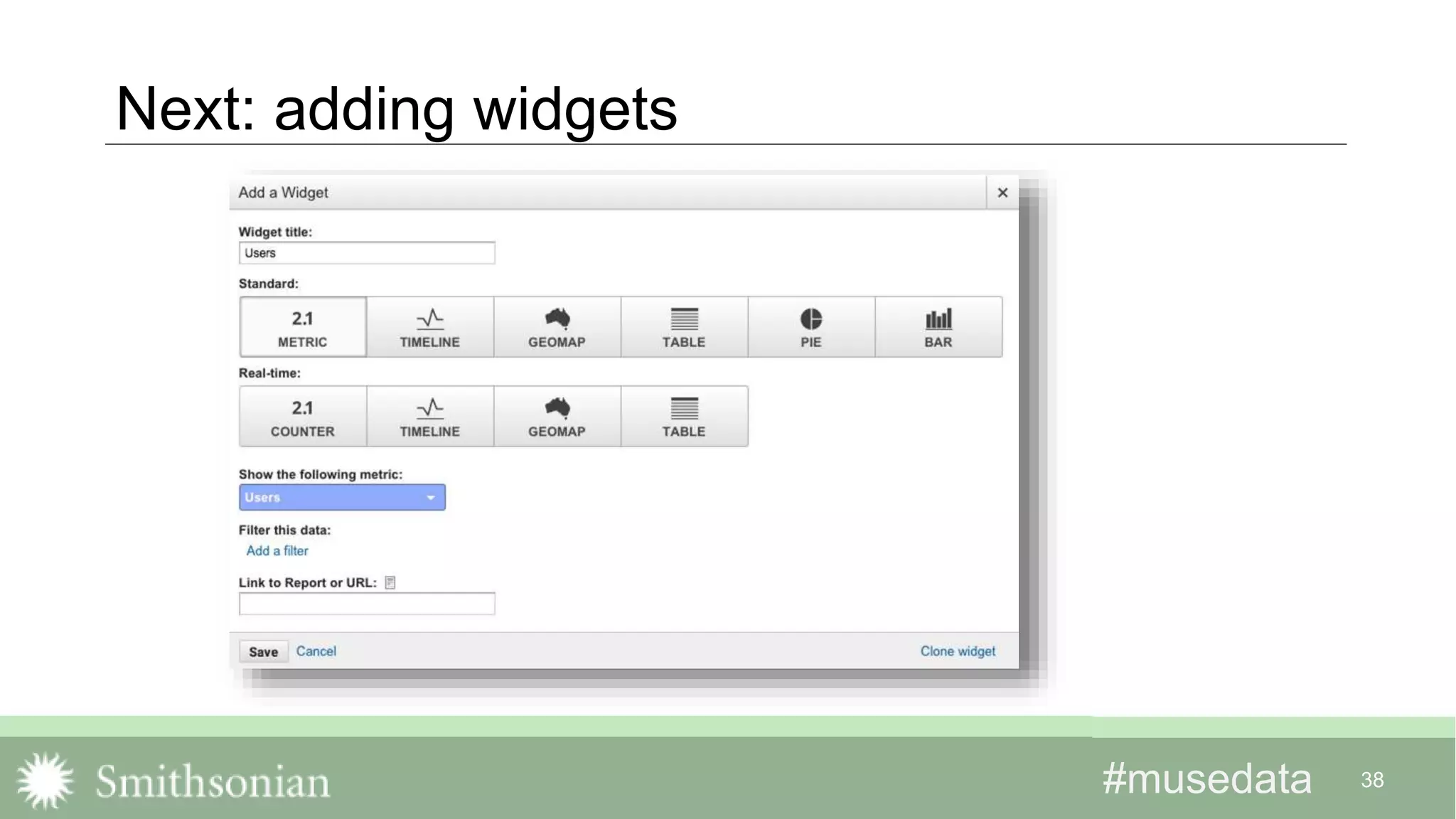 #musedata#musedata
Next: adding widgets
38
 