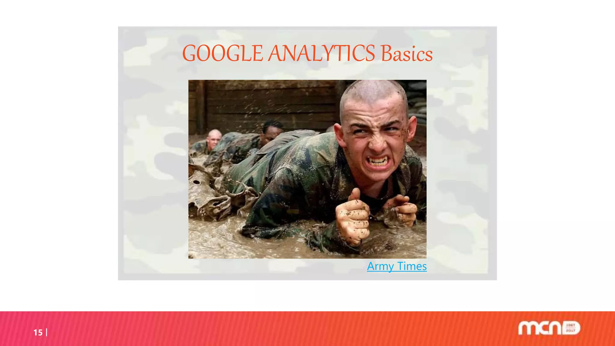 15
Army Times
GOOGLE ANALYTICS Basics
 