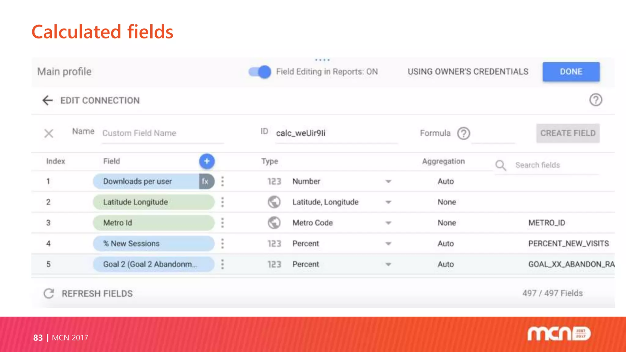 Calculated fields
MCN 201783
 