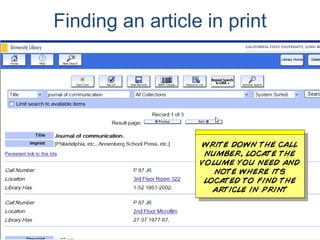 Finding an article in print
 