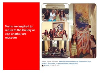 Teens are inspired to
return to the Gallery or
visit another art
museum

 