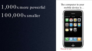 The computer in your  mobile device is… 1,000 x more powerful 100,000 x smaller 