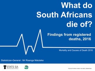 Mortality and causes of death in South Africa: Findings from death
