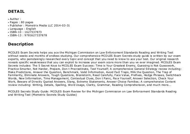MCOLES Secrets Study Guide MCOLES Exam Review For The Michigan 