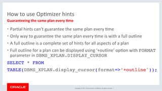 Harnessing the Power of Optimizer Hints | PDF