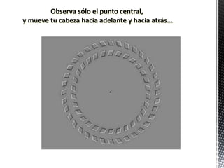 Observa sólo el punto central,
y mueve tu cabeza hacia adelante y hacia atrás...
 