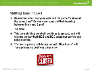 Disruptive Technologies vs. Customer Experience | CustomerThink | December 9, 2010




               Shifting Time: Impac...